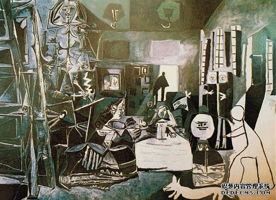毕加索《宫娥》1956－1957年 油画  马德里普拉多美术馆藏
毕加索的《宫娥》就是利用“黑——白——黑——白”构图的夸张变化，使之比原作更具有形式美感。